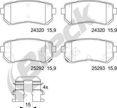 Breck 25292 00 702 00 - Komplet zavornih oblog, ploscne (kolutne) zavore parts5.com