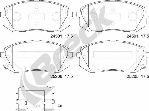 Breck 25205 00 701 00 - Σετ τακάκια, δισκόφρενα parts5.com