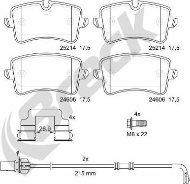 Breck 25214 00 554 10 - Sada brzdových platničiek kotúčovej brzdy parts5.com