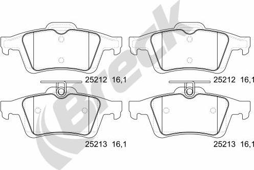 Breck 25212 00 702 00 - Sada brzdových destiček, kotoučová brzda parts5.com