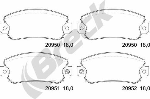 Breck 20950 00 702 10 - Sada brzdových destiček, kotoučová brzda parts5.com