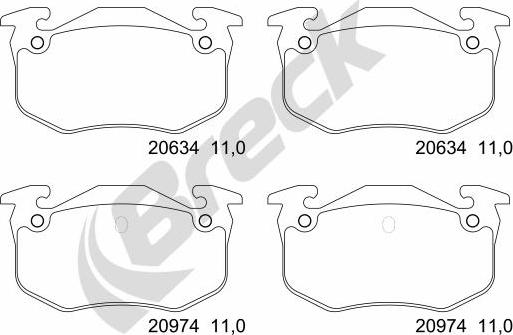 Breck 20973 00 704 00 - Bremsbelagsatz, Scheibenbremse parts5.com