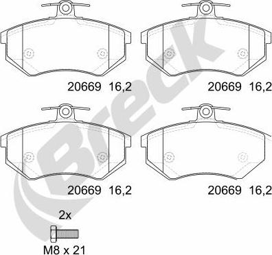 Breck 20669 00 701 00 - Komplet pločica, disk-kočnica parts5.com