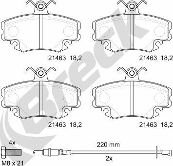 Breck 21463 00 702 10 - Juego de pastillas de freno parts5.com