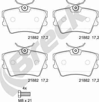 Breck 21882 00 704 00 - Fékbetétkészlet, tárcsafék parts5.com