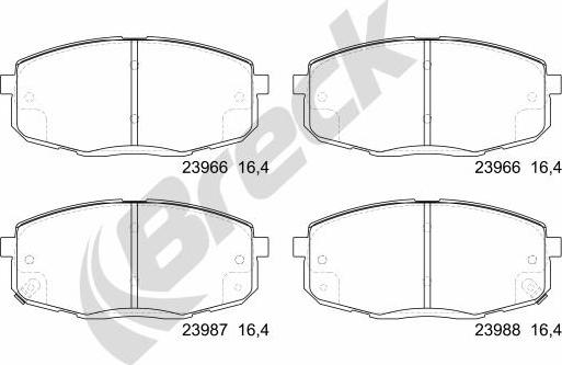 Breck 23966 00 701 10 - Komplet zavornih oblog, ploscne (kolutne) zavore parts5.com