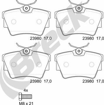 Breck 23980 00 703 00 - Bremsbelagsatz, Scheibenbremse parts5.com