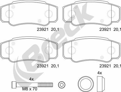 Breck 23921 00 703 00 - Komplet pločica, disk-kočnica parts5.com