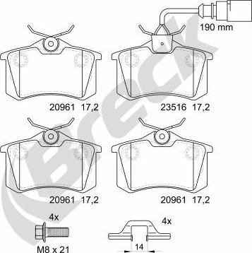 Breck 23554 10 704 10 - Fékbetétkészlet, tárcsafék parts5.com