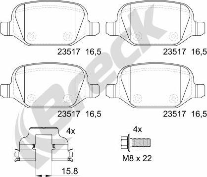 Breck 23517 00 704 00 - Brake Pad Set, disc brake parts5.com