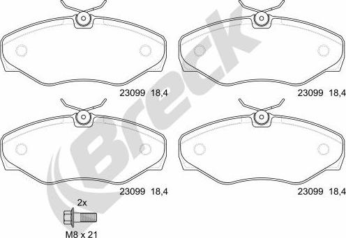 Breck 23099 00 703 00 - Komplet zavornih oblog, ploscne (kolutne) zavore parts5.com