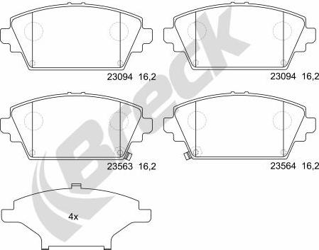 Breck 23094 00 701 00 - Brake Pad Set, disc brake parts5.com