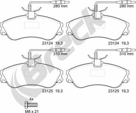 Breck 23124 00 701 10 - Σετ τακάκια, δισκόφρενα parts5.com