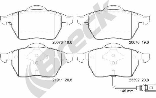 Breck 23392 00 701 10 - Σετ τακάκια, δισκόφρενα parts5.com