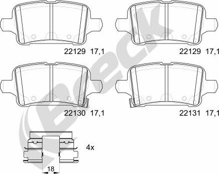 Breck 22129 00 704 00 - Brake Pad Set, disc brake parts5.com