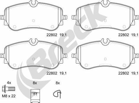 Breck 22802 00 703 00 - Set placute frana,frana disc parts5.com