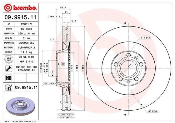 Brembo 09.9915.11 - Disco de freno parts5.com