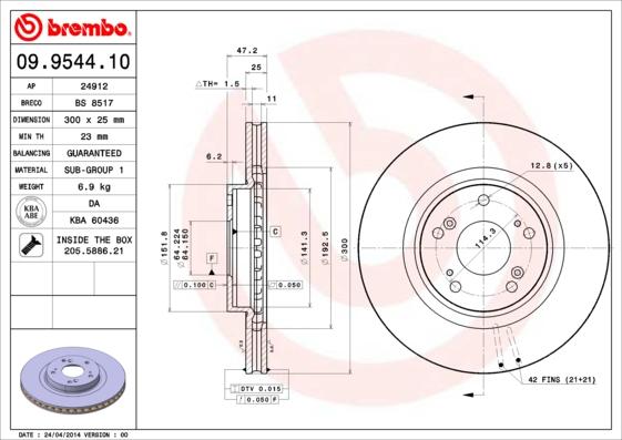 Brembo 09.9544.11 - Disc frana parts5.com