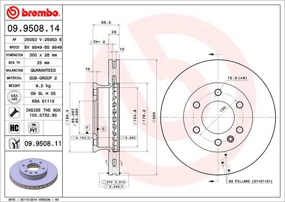 Brembo 09.9508.11 - Disc frana parts5.com