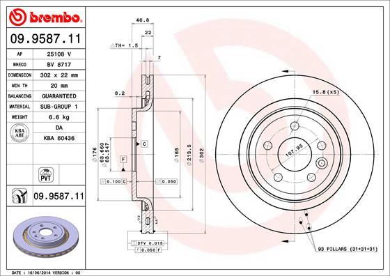 Brembo 09.9587.11 - Kočioni disk parts5.com