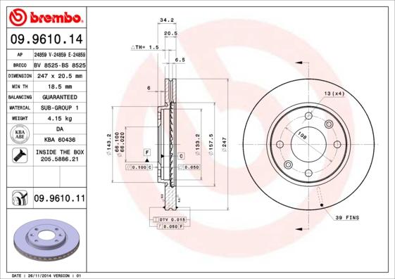 Brembo 09.9610.11 - Zavorni kolut parts5.com