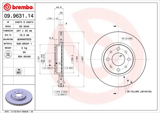 Brembo 09.9631.14 - Disc frana parts5.com