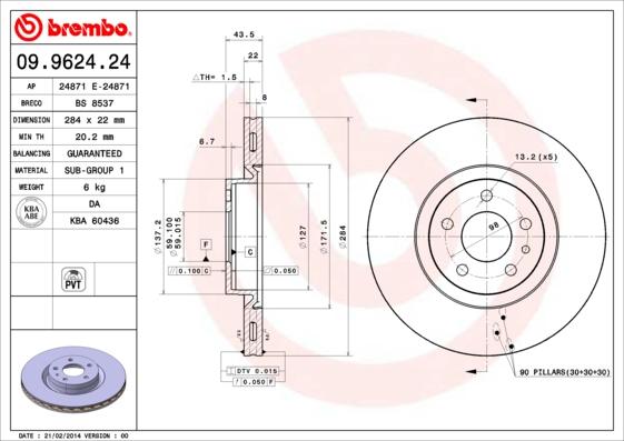 Brembo 09.9624.24 - Disc frana parts5.com