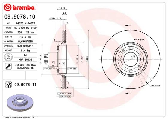 Brembo 09.9078.11 - Disc frana parts5.com