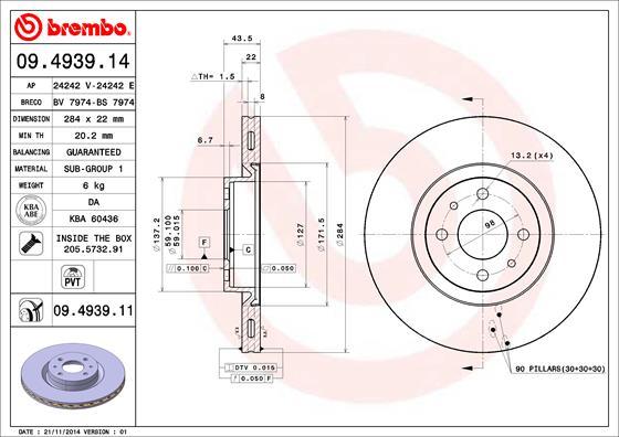 Brembo 09.4939.11 - Disc frana parts5.com