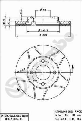 Brembo 09.4765.75 - Disc frana parts5.com