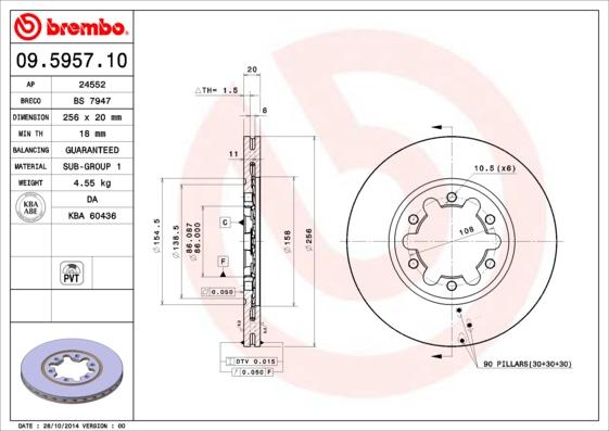 Brembo 09.5957.10 - Disc frana parts5.com