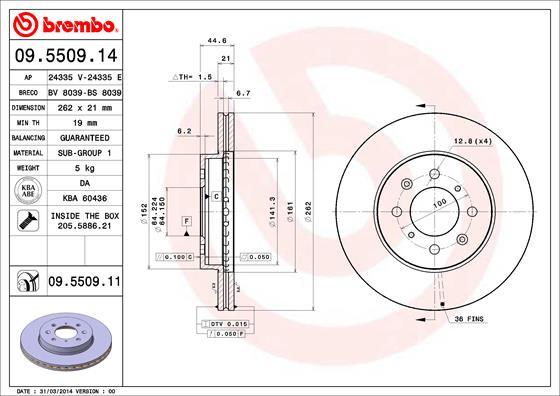 Brembo 09.5509.11 - Спирачен диск parts5.com