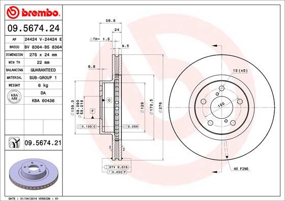 Brembo 09.5674.21 - Disc frana parts5.com