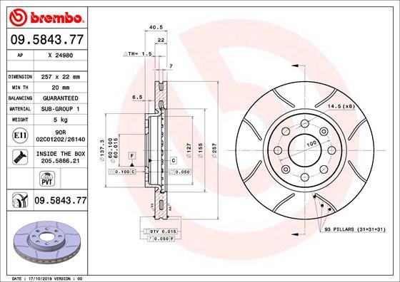 Brembo 09.5843.77 - Disco de freno parts5.com