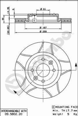 Brembo 09.5802.76 - Brzdový kotouč parts5.com