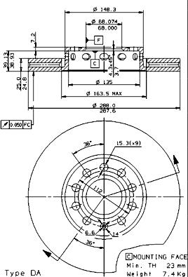 Brembo 09.5745.21 - Δισκόπλακα parts5.com