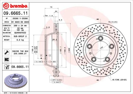 Brembo 09.6665.11 - Brake Disc parts5.com