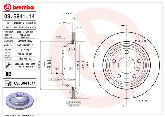 Brembo 09.6841.11 - Disc frana parts5.com