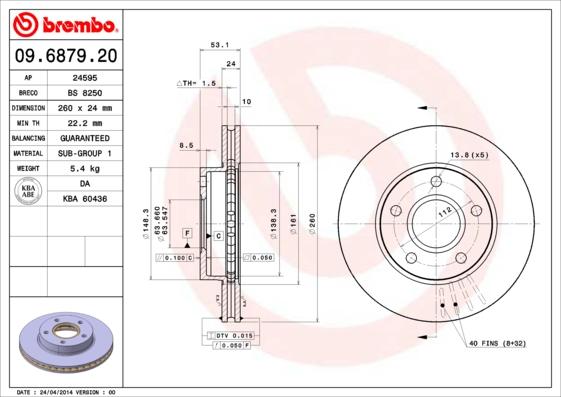 Brembo 09.6879.20 - Brake Disc parts5.com