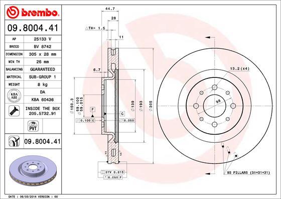 Brembo 09.8004.41 - Disc frana parts5.com