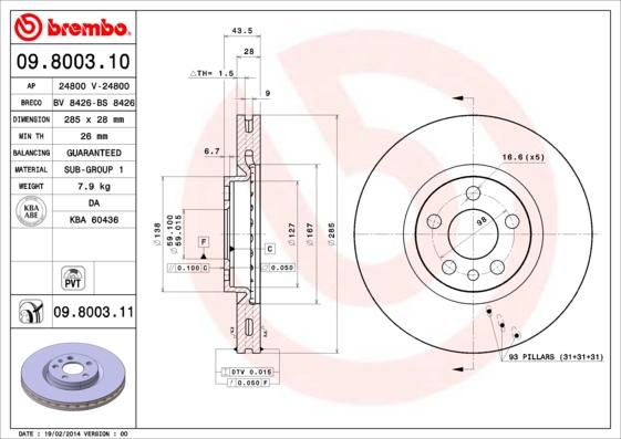 Brembo 09.8003.11 - Zavorni kolut parts5.com