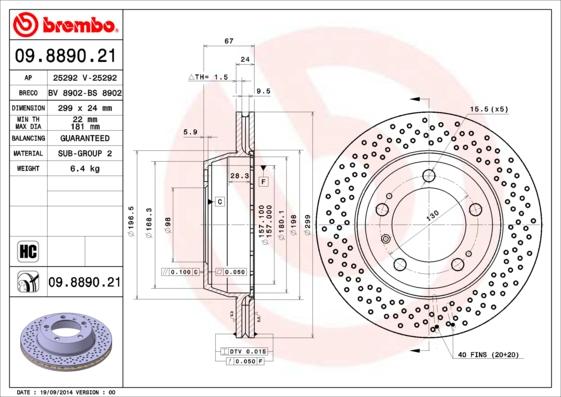 Brembo 09.8890.21 - Disc frana parts5.com