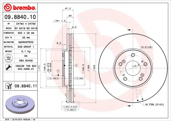 Brembo 09.8840.11 - Disc frana parts5.com