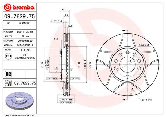 Brembo 09.7629.75 - Disc frana parts5.com