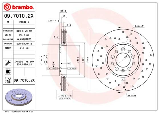 Brembo 09.7010.2X - Tarcza hamulcowa parts5.com