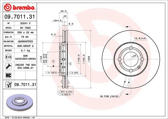 Brembo 09.7011.31 - Disco de freno parts5.com