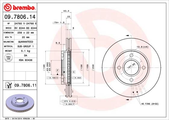 Brembo 09.7806.11 - Disc frana parts5.com