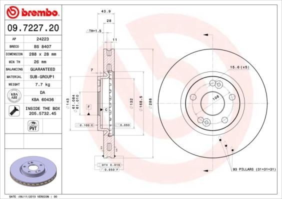 Brembo 09.7227.20 - Δισκόπλακα parts5.com