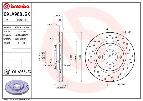 Brembo 09.A968.2X - Disc frana parts5.com