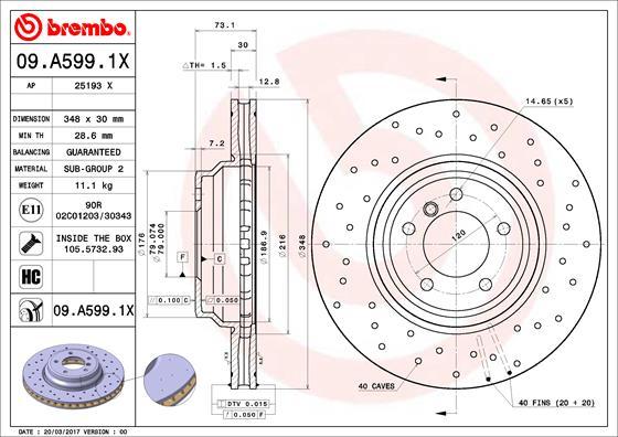 Brembo 09.A599.1X - Disc frana parts5.com